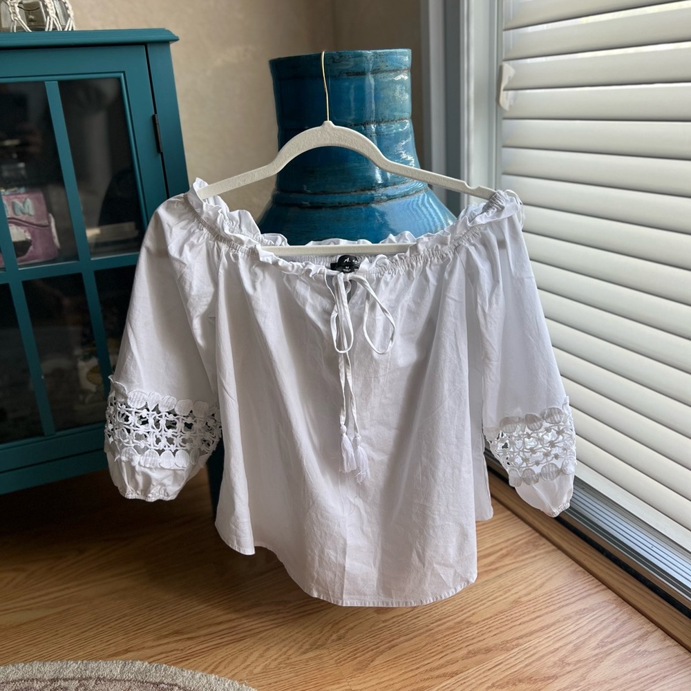White Ruffled Tie Front Blouse